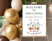 Buck or Doe Gender Reveal Welcome Sign: Editable Eucalyptus Reindeer (Digital Download)