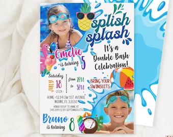 Joint Pool Party Invitation Splish Splash Birthday Printable