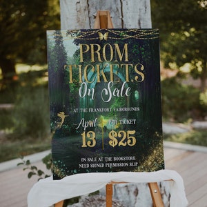 Editable PROM Tickets On Sale Enchanted Evening Prom School Tickets, School Dance Enchanted Forest Invite, Enchanted PROM Template Corjl