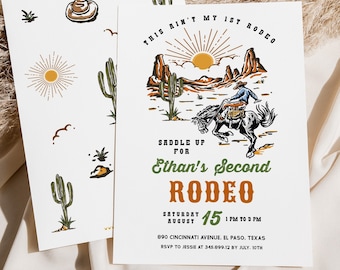 Wild West 2nd Birthday Invitation: Cowboy Rodeo (Digital Download)