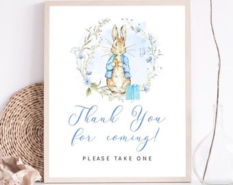 Thank You For Coming Sign Peter Rabbit Boy Baby Shower Sign A little bunny is on the way Favor Table Sig Instant Download SOLD AS IS, BS16