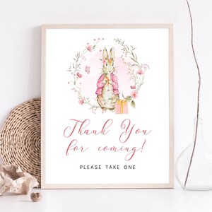 Thank You For Coming Sign Peter Rabbit Girl Baby Shower Sign A little bunny is on the way Favor Table Sig Instant Download SOLD AS IS, BS15