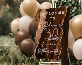 30th Birthday Welcome Sign: Shades of Melanin, Agate Design (Editable, Digital Download)