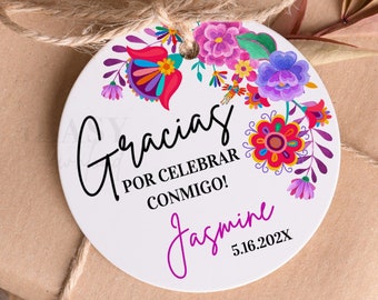 Muchas Gracias Tags Mexican Flowers Spanish Birthday Gift Tag Spanish Floral Tags Instant Download EDITABLE Tags with JetTemplate AP4