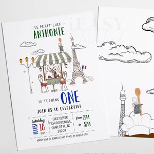 Editable Ratatouille Birthday Invitation: Little Chef Paris Theme (Corjl Template)