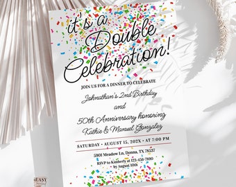 Double Celebration Invitation Birthday Anniversary Graduation Template