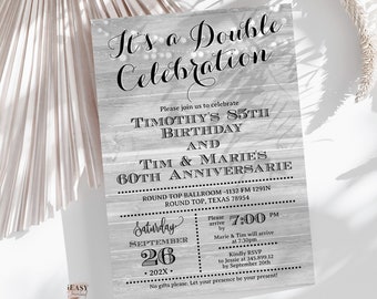 Double Celebration Invitation Birthday Anniversary Graduation Digital Download