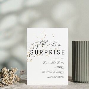 Surprise Birthday Invitation, 30th Birthday Invitation, Editable Birthday Invitation, Modern and Minimalist Invitation Template AP16