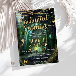 Enchanted Forest Couples Shower Invitation: Emerald Green (Editable)