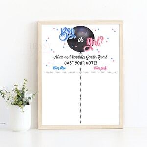 Editable Gender Reveal Cast your vote sign, Personalized Voting Poster Printable Gender Reveal Sign, Team Blue Team Pink, Printable DIY GRN1