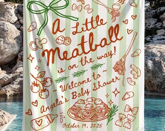 Italian Baby Shower A Little Meatball is on the way Mediterranean Backdrop Decoration Custom Tapestry