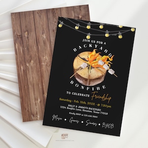 Bonfire Birthday Party Invitation: S&#39;mores, Editable Template (Digital Download)