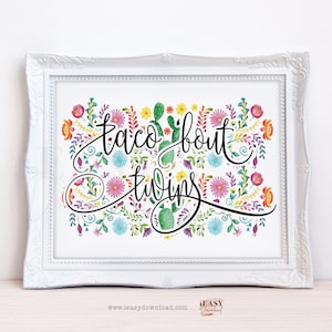 Taco &#39;Bout Twins Baby Shower Party Decorations, Taco About Twins Baby Shower Sign, Fiesta Baby Shower Party Sign Instant Download BS8