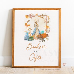 Livres et cadeaux Signe Automne Peter Rabbit Boy, Une petite citrouille est en route, Automne Baby Shower Rabbit Sign Téléchargement instantané VENDU TEL QUEL, BS16
