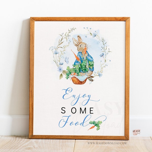 Printable Enjoy Some Food Sign Peter Rabbit Boy Baby Shower A little bunny is on the way Food Table Sig Instant Download SOLD AS IS, BS16