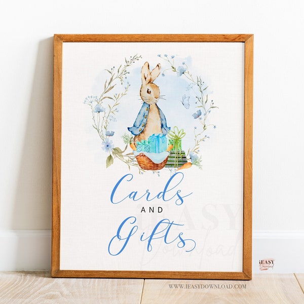Cardss and Gifts Sign Peter Rabbit Boy Baby Shower Sign A little bunny is on the way Baby Gift Table Sig Instant Download SOLD AS IS, BS16