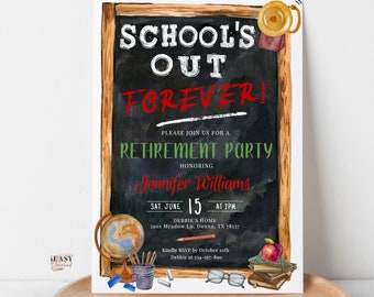 Teacher Retirement Party Invitation, School's Out Forever Party Celebration Invitation, Principal Surprise Retirement Invite Editable AP14