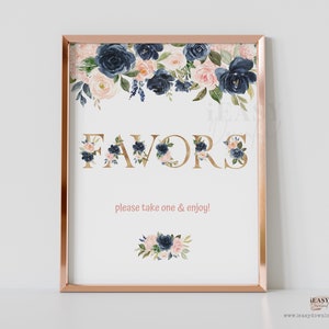 Navy Blush Gender Reveal Favors Sign (Digital Download)