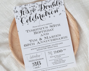 Double Celebration Invitation Birthday Anniversary Graduation Template