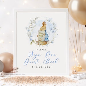 Printable Please Sign The Guest Book Peter Rabbit Boy Baby Shower Guest Book Table Sign Party Decoration Instant Download SOLD AS IS, BS16