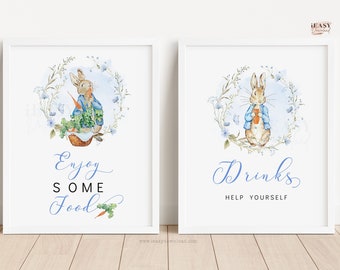 Enjoy Some Food Sign and Drinks Station Set, Peter Rabbit Boy, A little bunny is on the way baby shower, Instant Download, SOLD AS IS, BS16