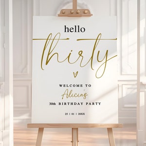 Personalized Birthday Welcome Sign: Modern Golden Poster (Digital Download)