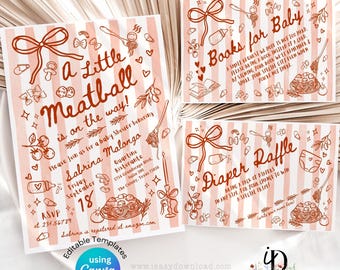 A little meat ball baby shower Invitation: Italian Theme  (CANVA Template)