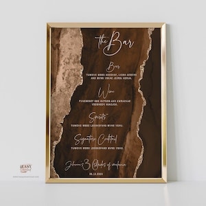 The Bar Table Sign Shades of Melanin, Editable 30 Shades of Melanin Party Sign, Agate 30th Birthday Menu Sign Template Printable Corjl AP33