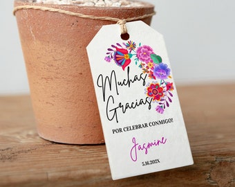 Muchas Gracias Tags Mexican Flowers Spanish Birthday Gift Tag Spanish Floral Tags Instant Download EDITABLE Tags with JetTemplate AP4