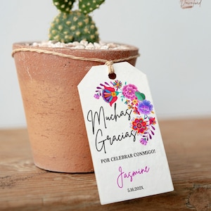 Muchas Gracias Tags Mexican Flowers Spanish Birthday Gift Tag Spanish Floral Tags Instant Download EDITABLE Tags with JetTemplate AP4