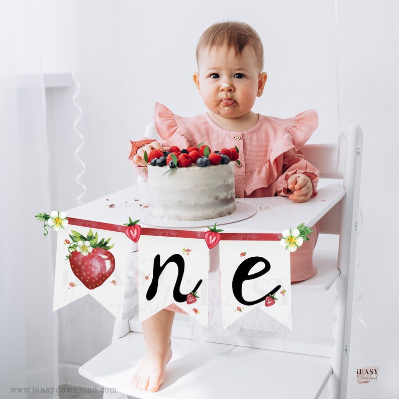Editable Strawberry First Birthday Backdrop Berry First - Etsy