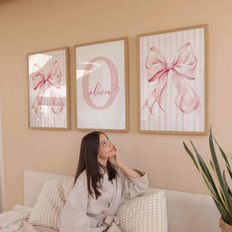 Set of 3 Prints Personalized Name Sign for Girl Room