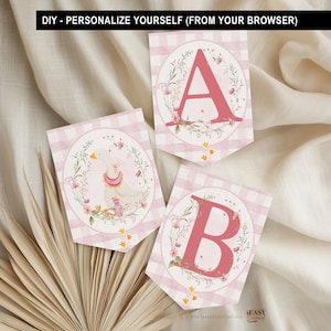 Silly Goose Baby Shower Banner: Pink Gingham Alphabet (Printable Template)