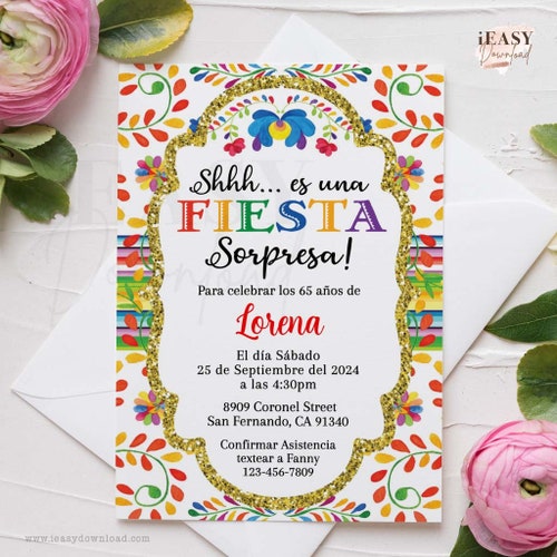 Surprise Birthday Invitation for Her 60th Birthday Fiesta - Etsy