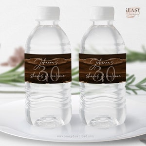 Editable Water Bottle 30 Shades of Melanin, Edit your own text, 30th Birthday Drink label, Water bottle labels Printable Template Corjl AP33