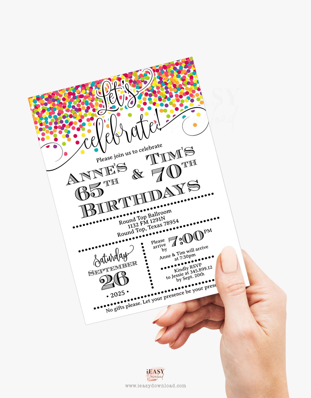 Editable Joint Birthday Invitations, Lets Celebrate Birthday Invitation