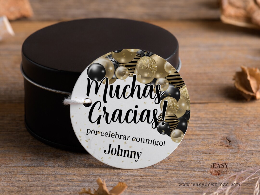 Muchas Gracias Tags, EDITABLE Spanish Gift Tags, Black and Gold ...