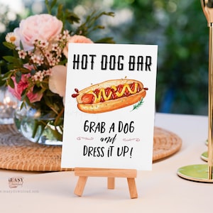 Build Your Own Hot Dog Sign, Hot Dog Station Printable, Hot Dog Bar Sign Graduation Party, Hot Dog Bar Sign, Food Table Sign Download SP2