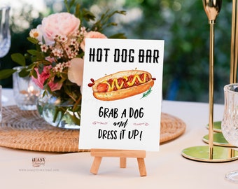 Hot Dog Bar Sign Graduation Party Food Table Decor Digital Download