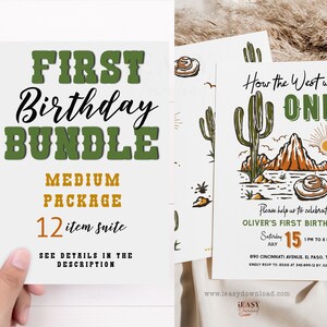 Western First Birthday Party Bundle: Cowboy Theme (DIY Editable Templates)