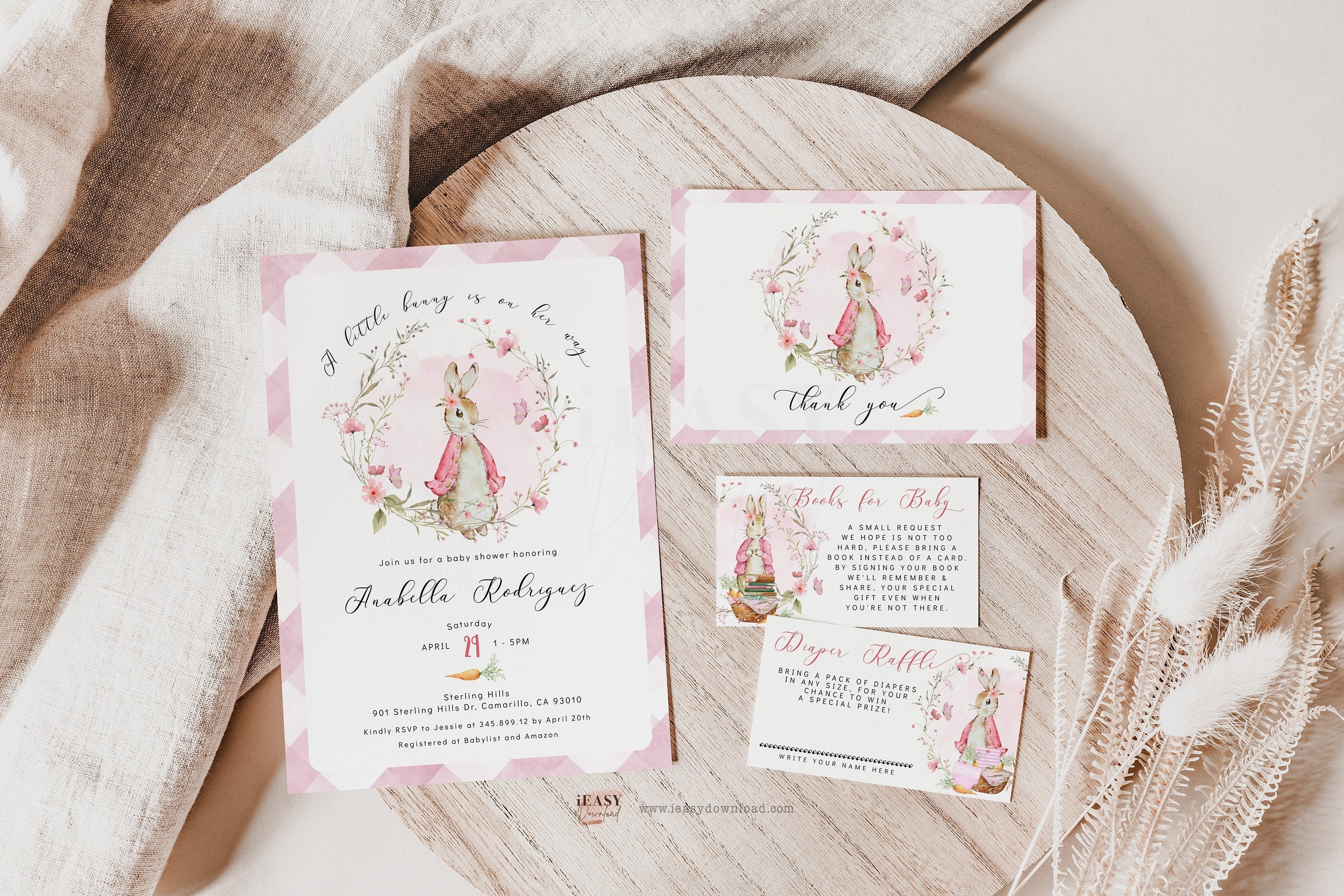 Peta Leaping Rabbit Raffle Peter Rabbit Girl Diaper Raffle Sign and Tickets, Baby Shower Game ...