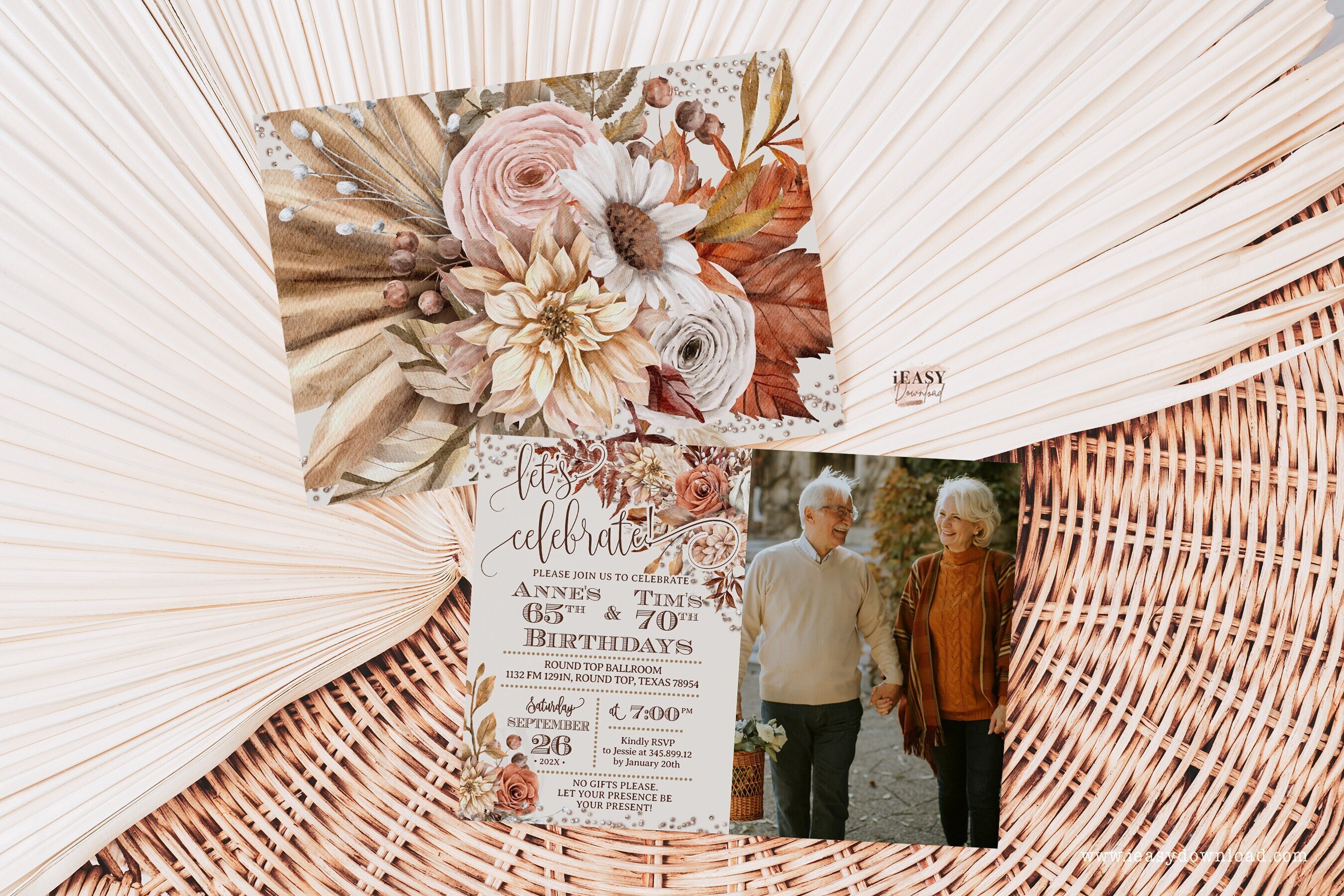 Editable Joint Birthday Invitations Let's Celebrate Autumn Etsy