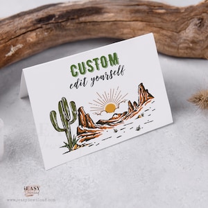 Custom Food Tent Card, First Rodeo Birthday for Boy Template Birthday Party Food Card, Wild West Cowboy 1st Birthday Party Decor KP35