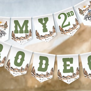 My Second Rodeo Birthday Banner: Western Cowboy Party (Instant Download)