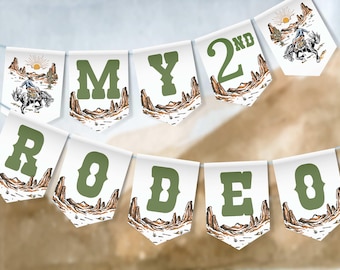 My Second Rodeo Birthday Banner: Western Cowboy Party (Instant Download)