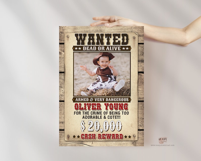 Editable Wanted Dead or Alive Poster Western Cow Boy Wanted Etsy
