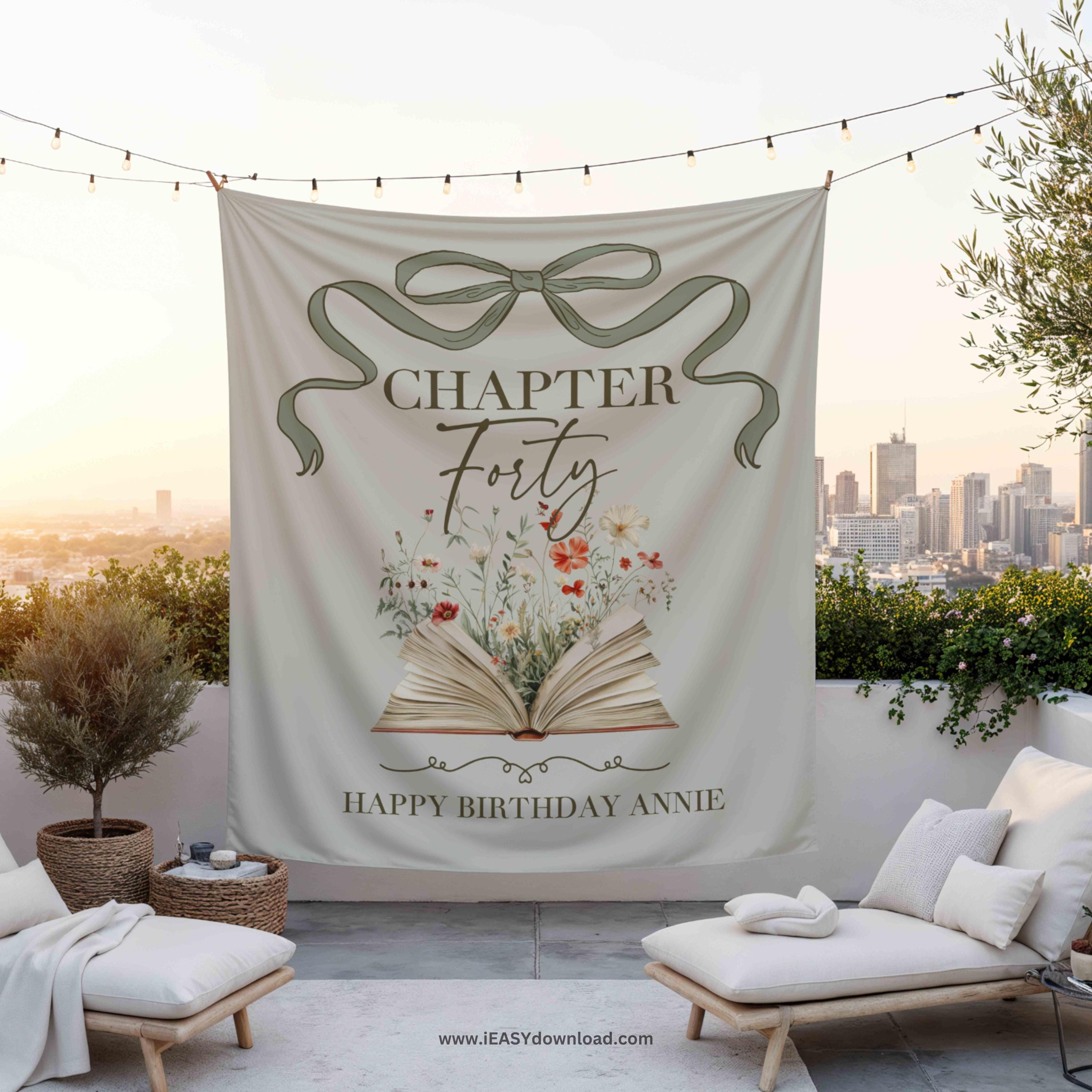 40th Birthday Custom Backdrop Chapter Forty Celebration: Pink Coquette ...