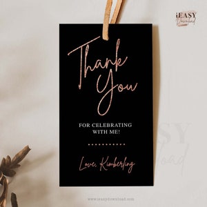 Rose Gold Glitter Thank You Favor Tags: Editable 30th Birthday (Digital Download)