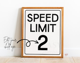 Editable Speed Limit Sign Race Car Birthday Party Decor Digital Download