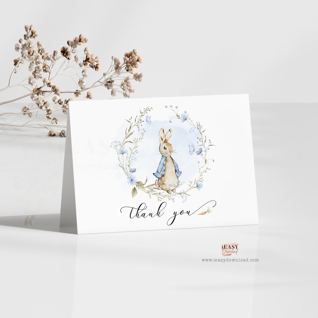 Printable Thank You Card Peter Rabbit Baby Shower Boy, Thank You Note ...